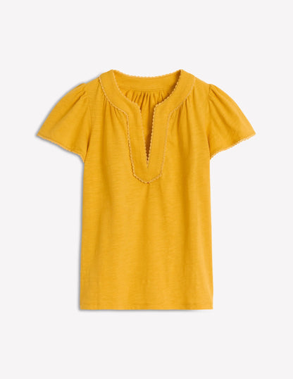 Ava Short Sleeve Top-Honey Yellow