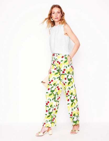 Sophie Ruffle Linen Top-White
