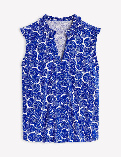 Lola Sleeveless Top-Bright Blue, Seashell