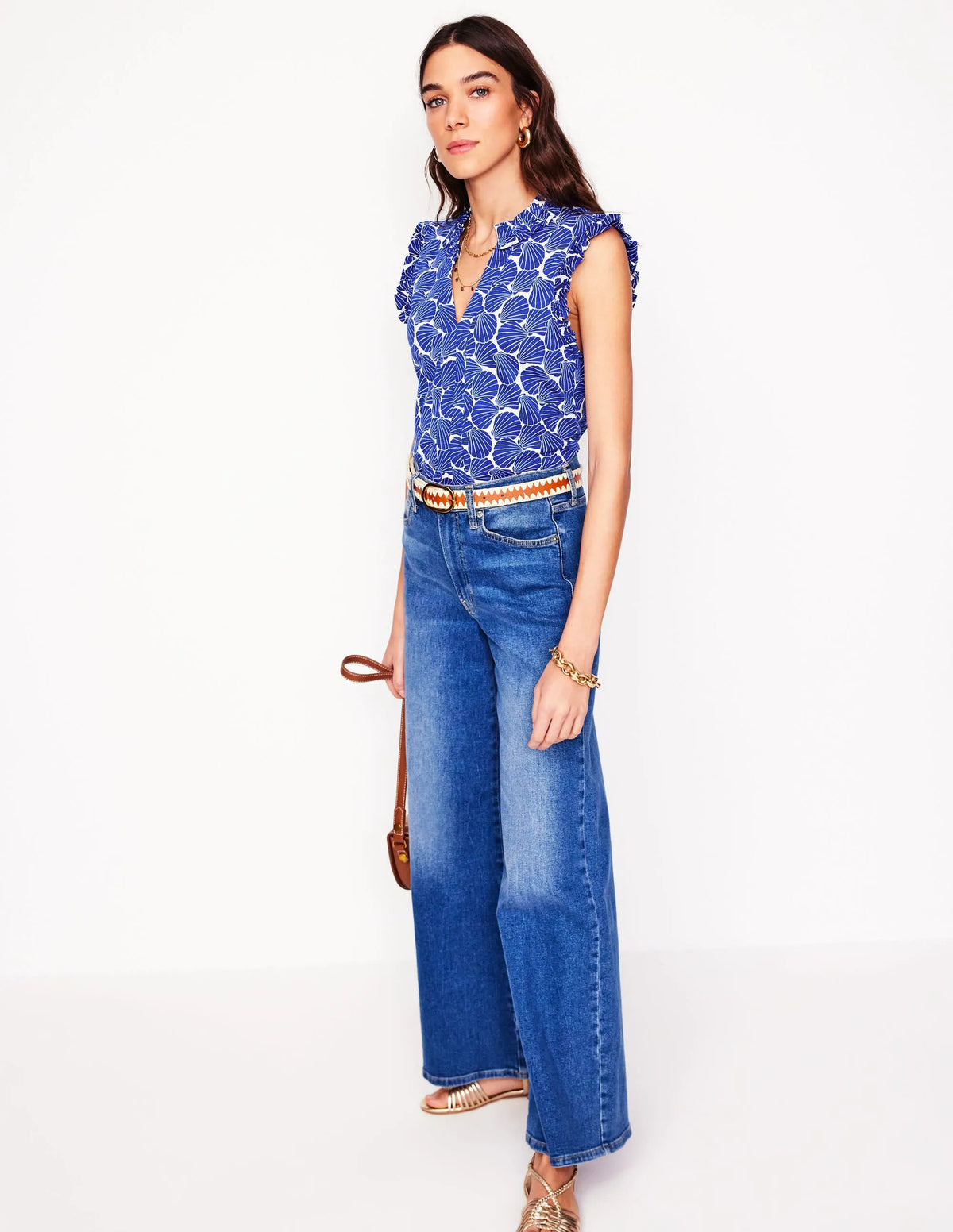 Lola Sleeveless Top-Bright Blue, Seashell