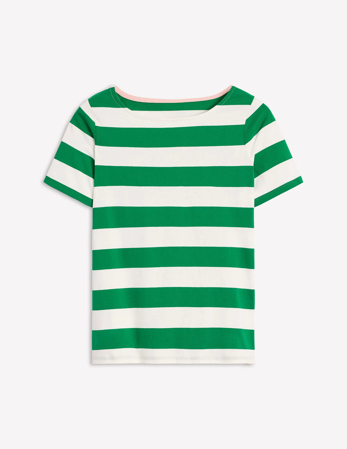 Ella Short Sleeve Breton-Ivory, Rich Emerald