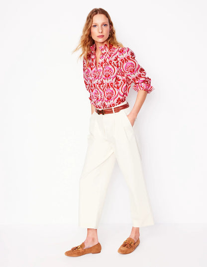 Felicity Cotton Blouse-Poppy Red, Ornamental Floral