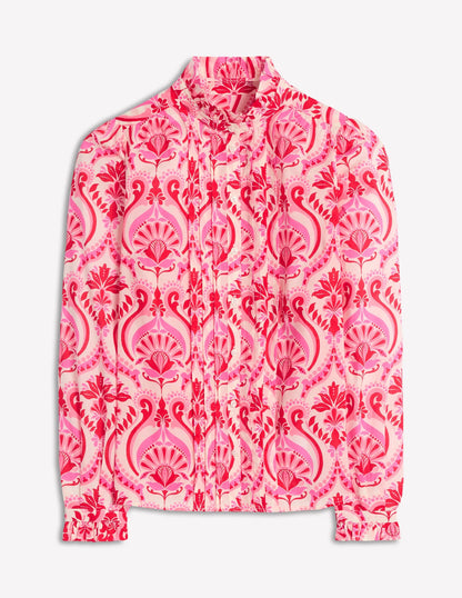 Felicity Cotton Blouse-Poppy Red, Ornamental Floral