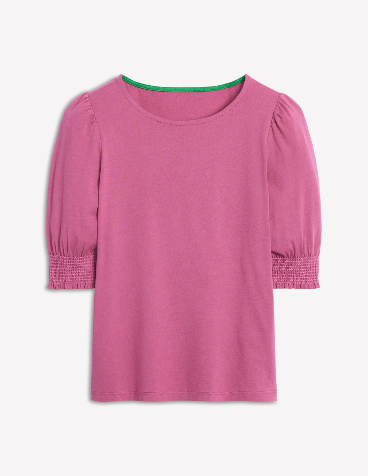 Short Sleeve Smocked Cuff Top-Purple Damson
