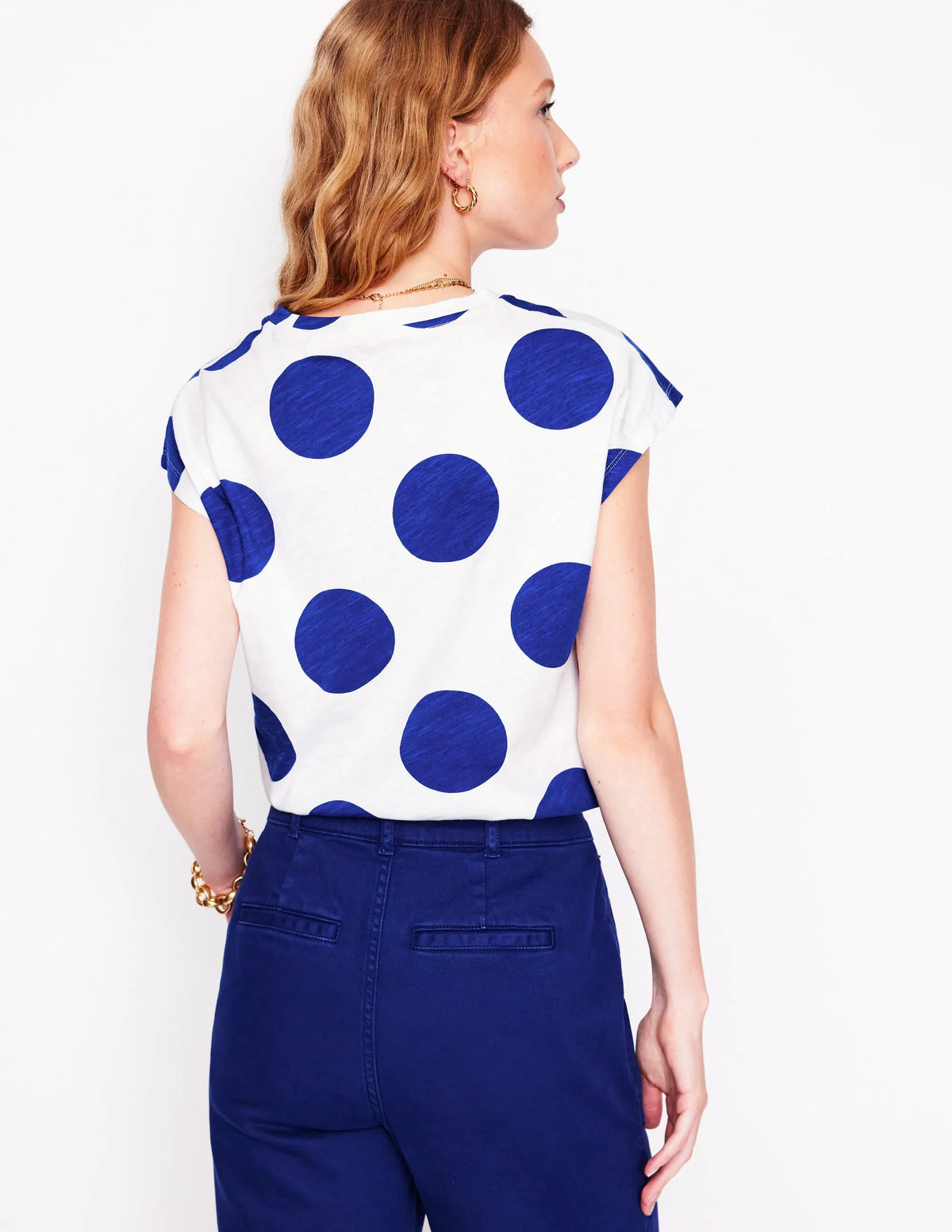 Louisa Cotton Slub T-shirt-Bright Blue, Spot