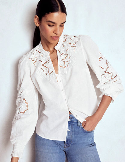 Cutwork Embroidered Blouse-White