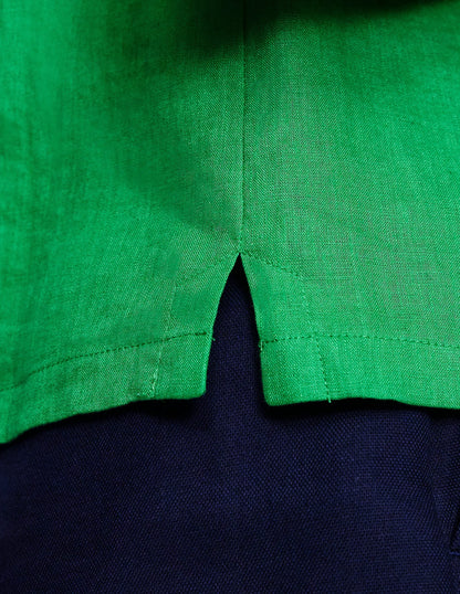 Linen Shell Top-Sapling Green