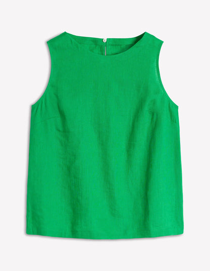 Linen Shell Top-Sapling Green