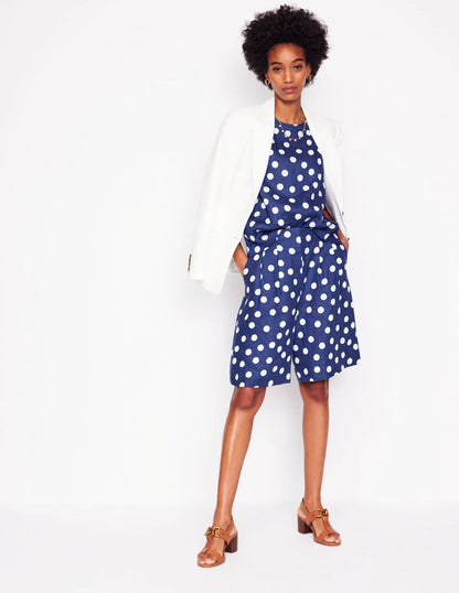 Linen Shell Top-Starboard Blue, Painted Dot