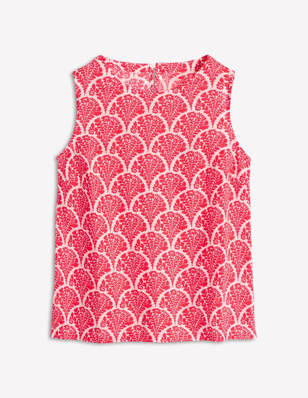 Linen Shell Top-Jam Red, Blossomy