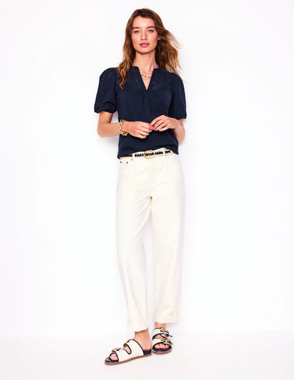 Dolly Broderie Top-Navy
