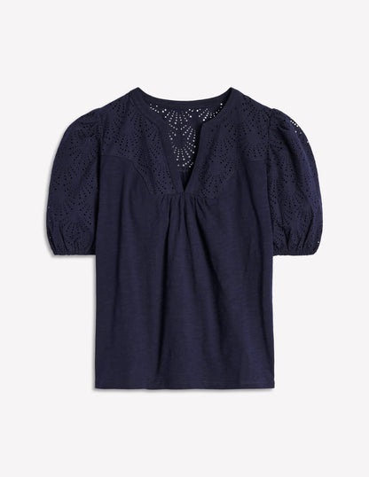 Dolly Broderie Top-Navy