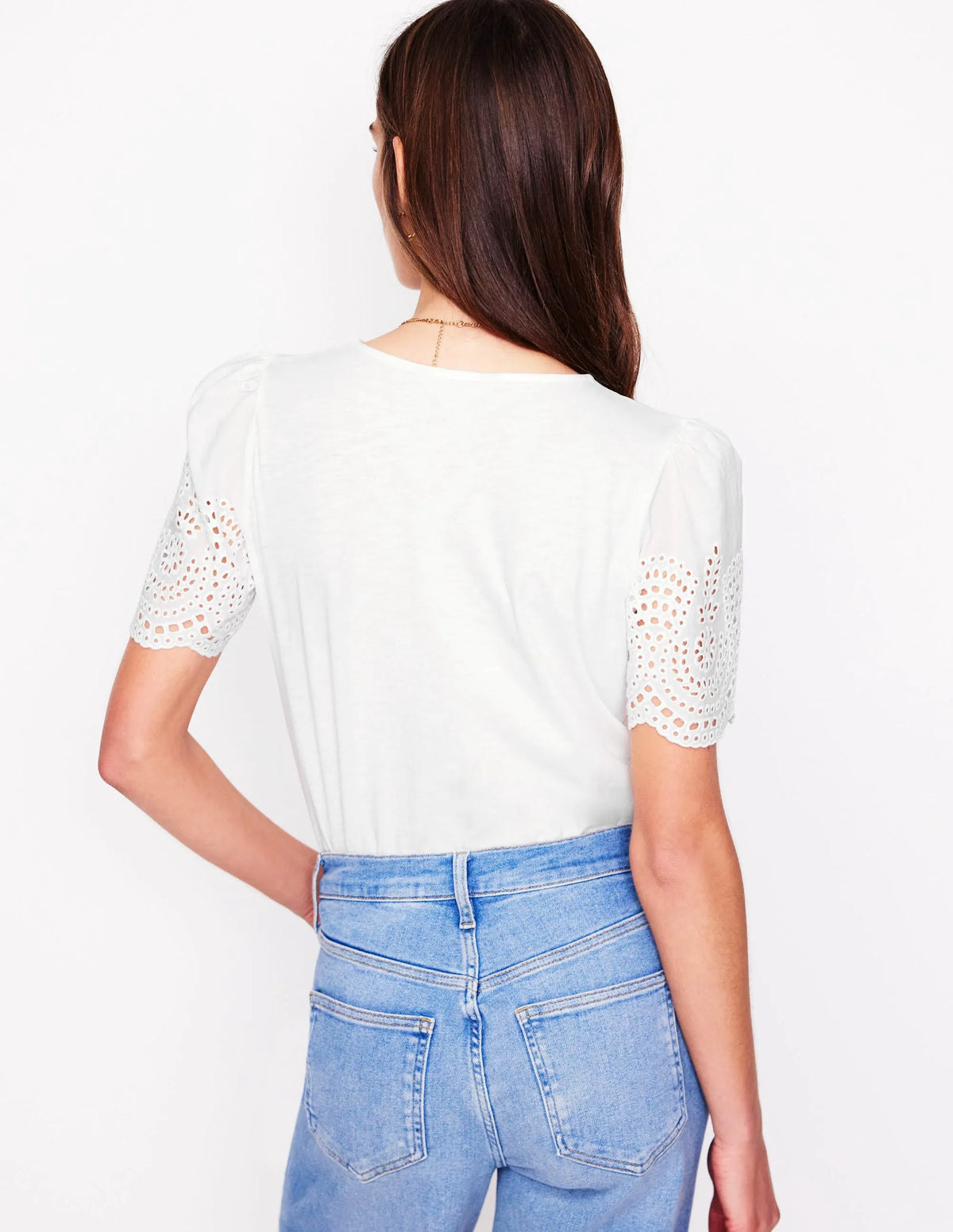 Isabel Broderie Top-White