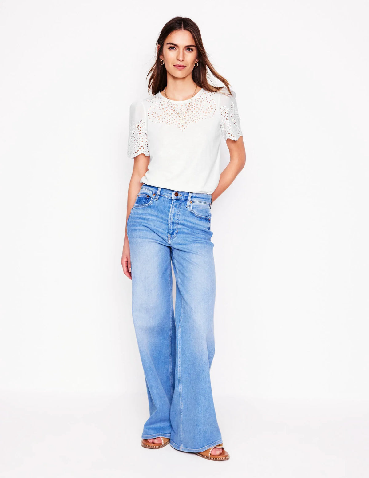 Isabel Broderie Top-White
