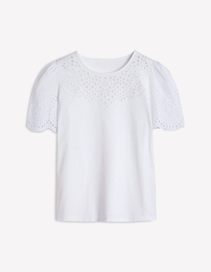 Isabel Broderie Top-White