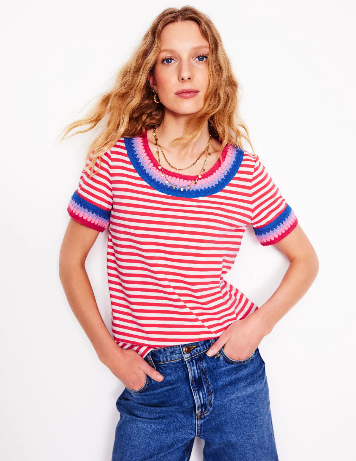 Fae Crochet T-shirt-Ivory, Cayenne