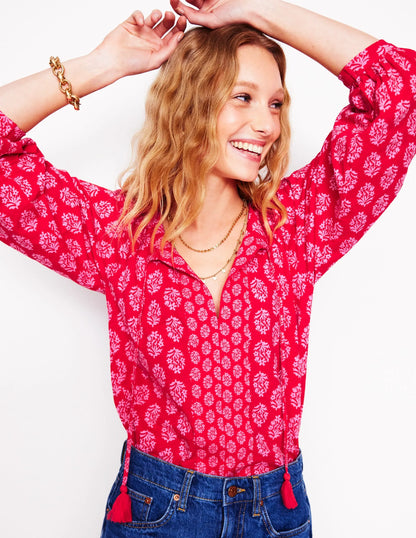 Blouson Sleeve Raglan Top-Posy Stamp