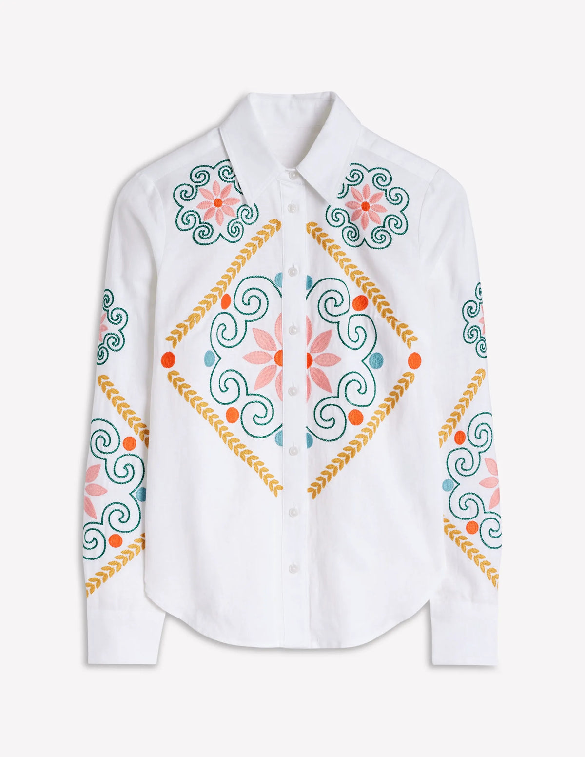 Sienna Embroidered Linen Shirt-White