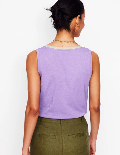 Metallic Trim V Neck Vest-Pretty Violet