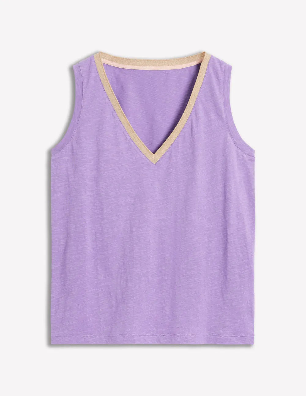 Metallic Trim V Neck Vest-Pretty Violet
