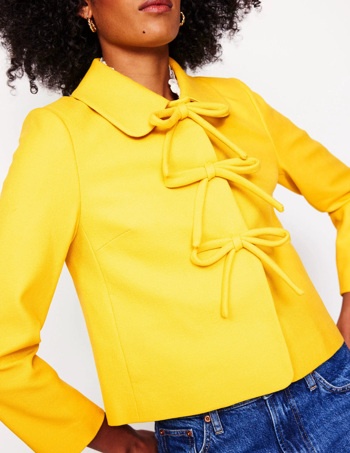 Rye Cotton Bow Jacket-Pineapple Yellow