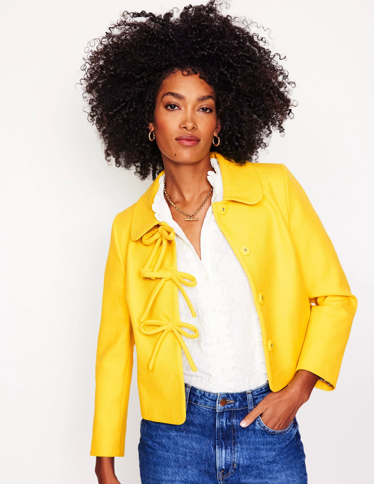 Rye Cotton Bow Jacket-Pineapple Yellow