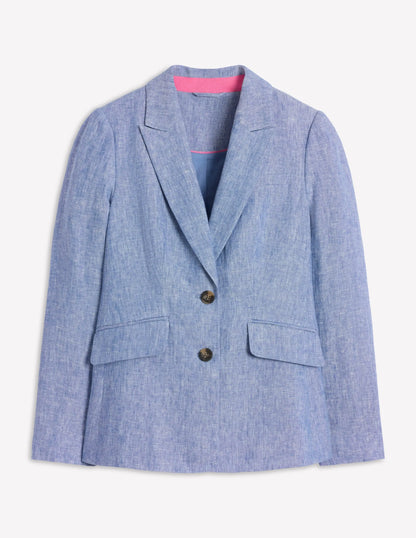 Stamford Linen Blazer-Chambray
