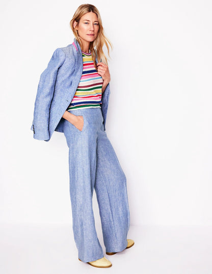 Stamford Linen Blazer-Chambray