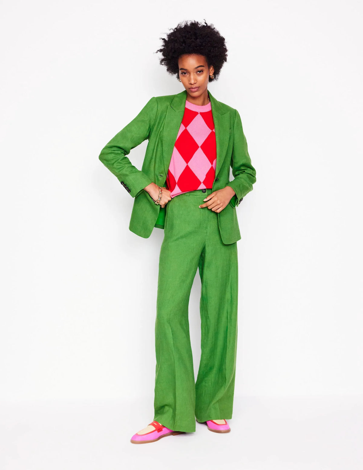 Stamford Linen Blazer-Iguana Green