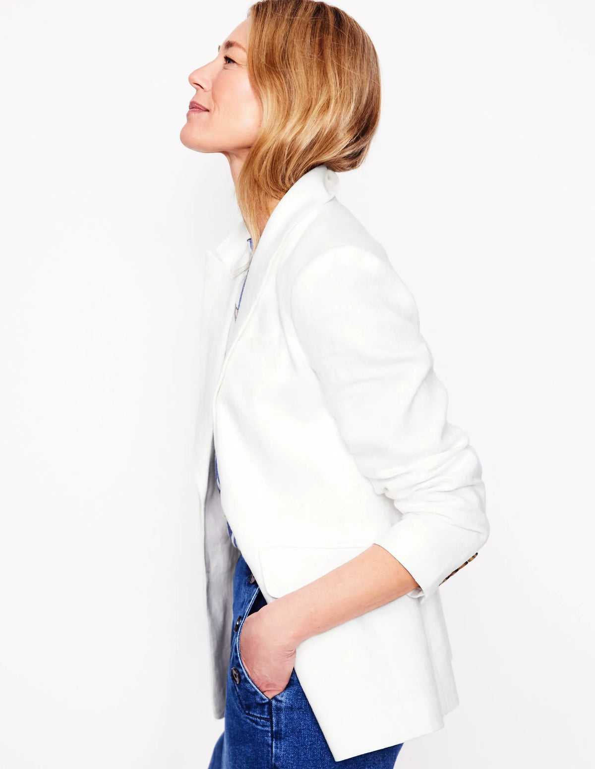 Stamford Linen Blazer-White