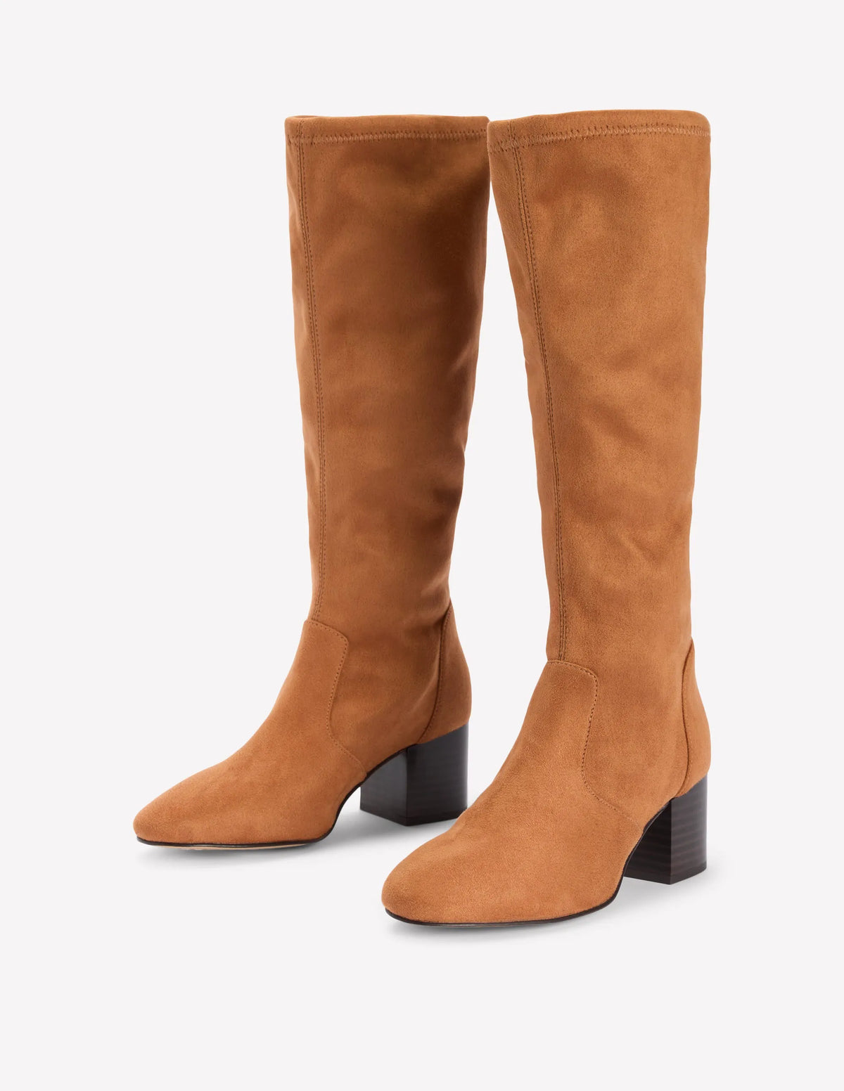Block Heel Stretch Boots-Acorn