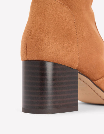 Block Heel Stretch Boots-Acorn