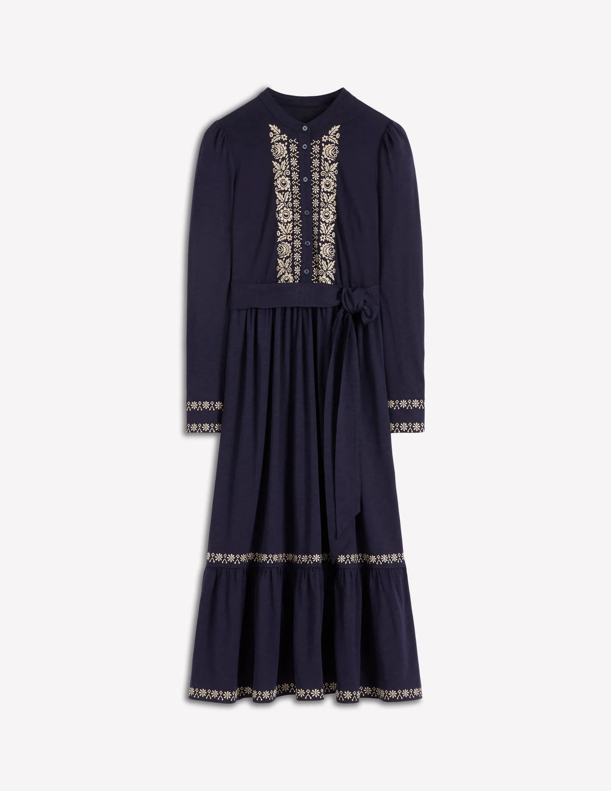 Edwina Jersey Shirt Dress-Navy