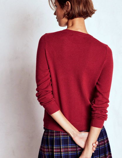 Eva Cashmere Crew Neck Sweater-Red Liquorice