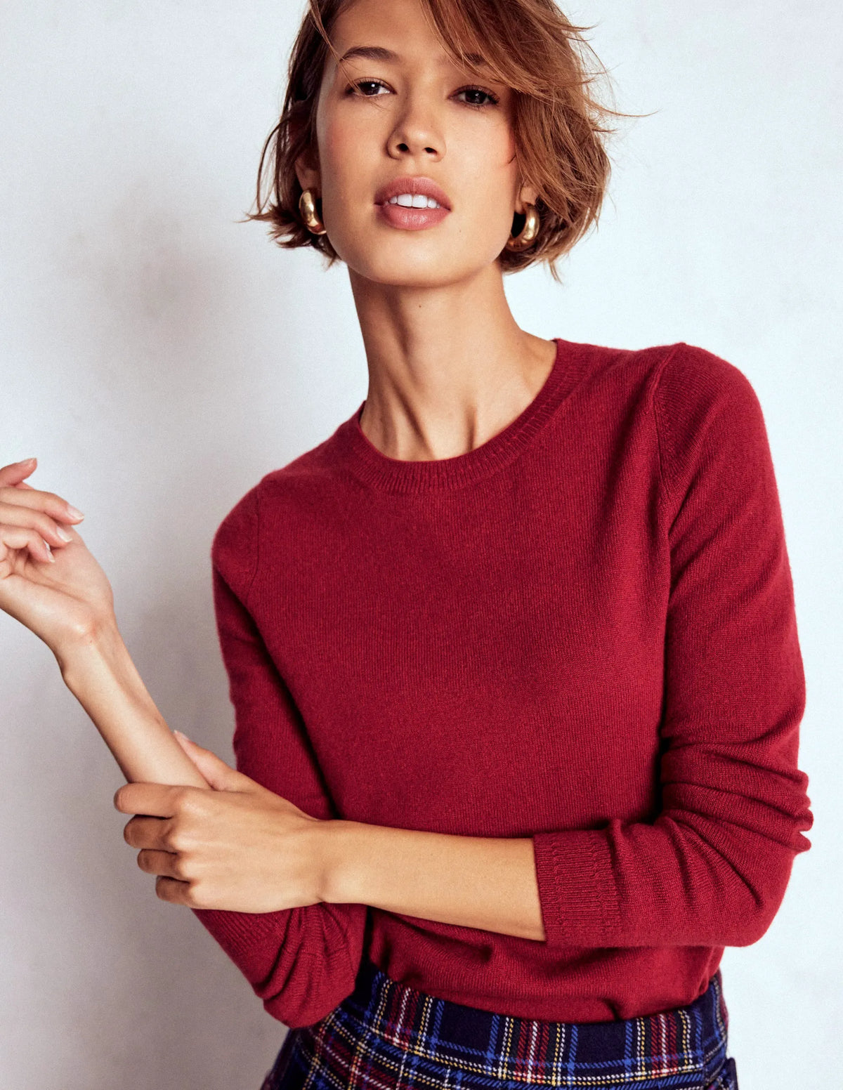 Eva Cashmere Crew Neck Sweater-Red Liquorice