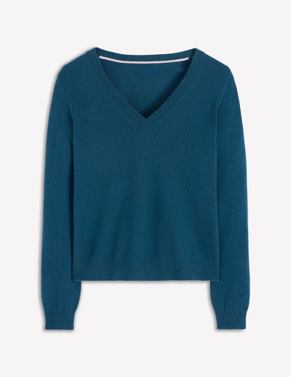 Eva Cashmere V-Neck Sweater-Harbour Bue