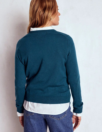 Eva Cashmere V-Neck Sweater-Harbour Bue