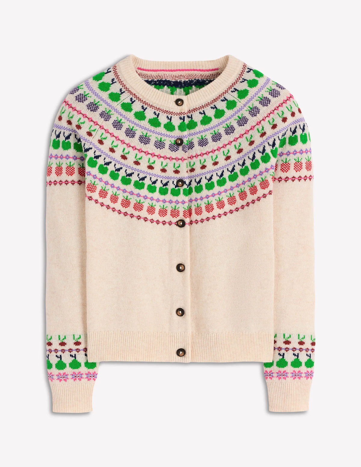 Edie Fair Isle Cardigan-Ecru Marl, Fruit