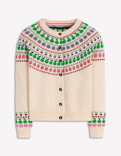 Edie Fair Isle Cardigan-Ecru Marl, Fruit