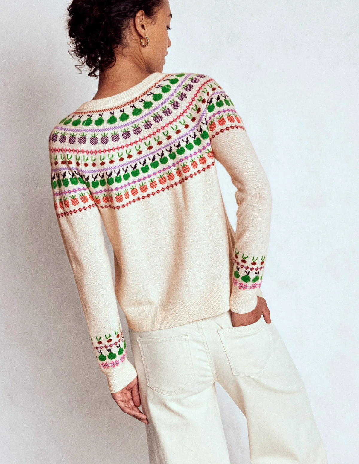 Edie Fair Isle Cardigan-Ecru Marl, Fruit