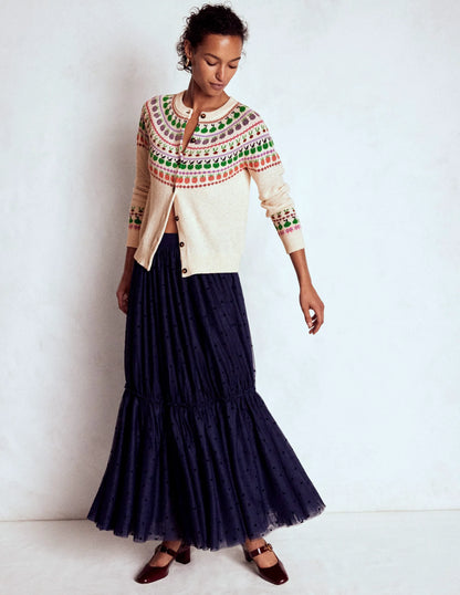 Edie Fair Isle Cardigan-Ecru Marl, Fruit