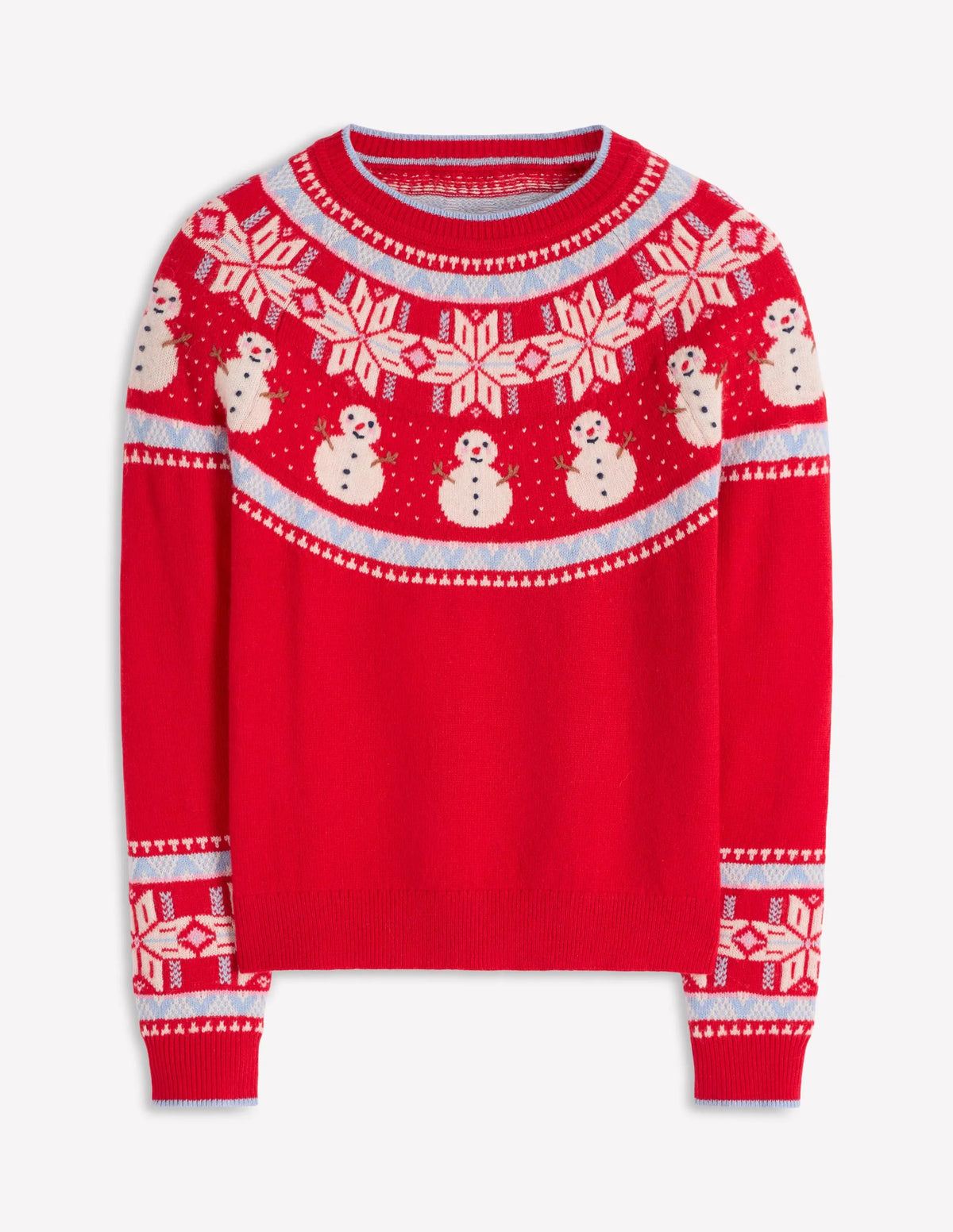 Edie Fair Isle Sweater-Red, Snowman