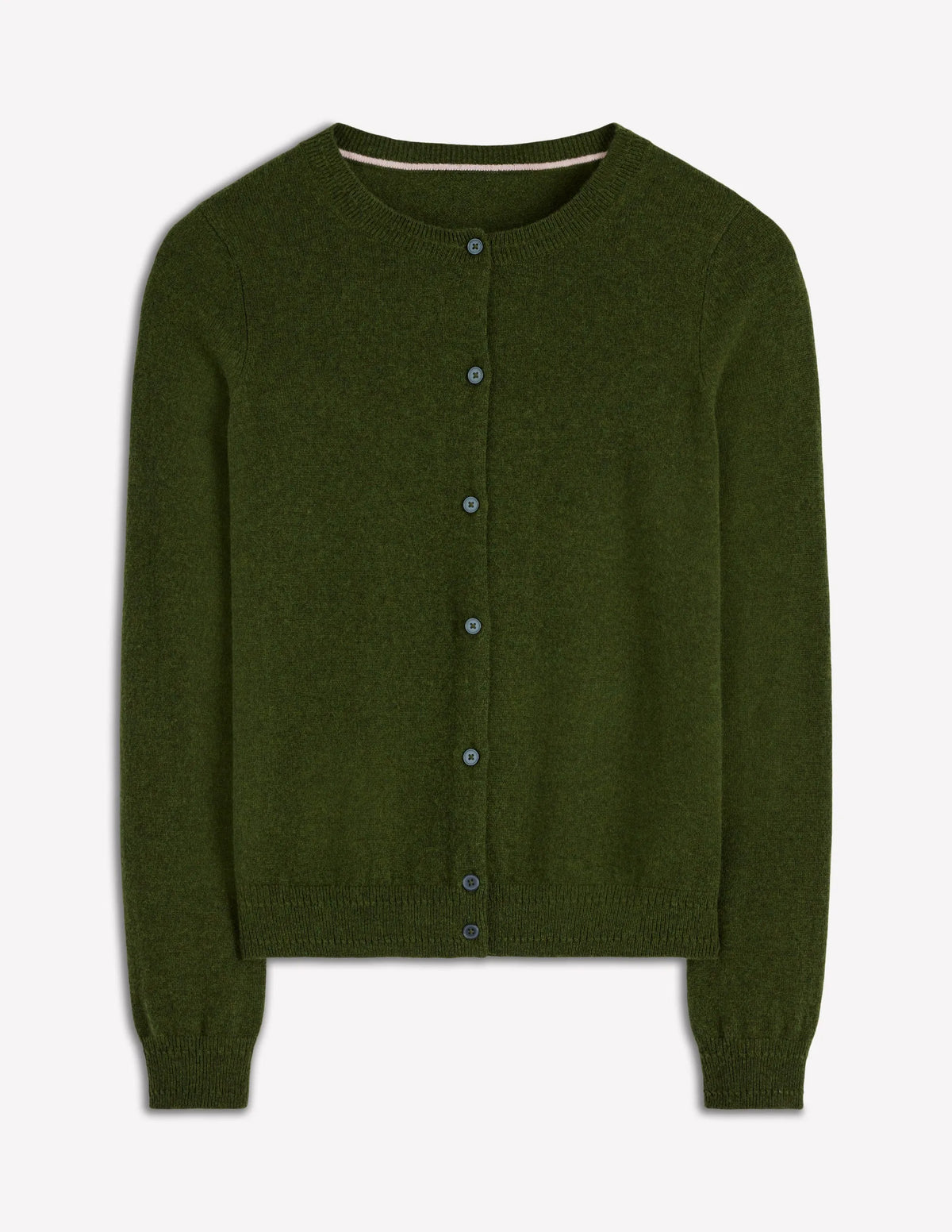 Eva Cashmere Crew Cardigan-Leaf Green Melange