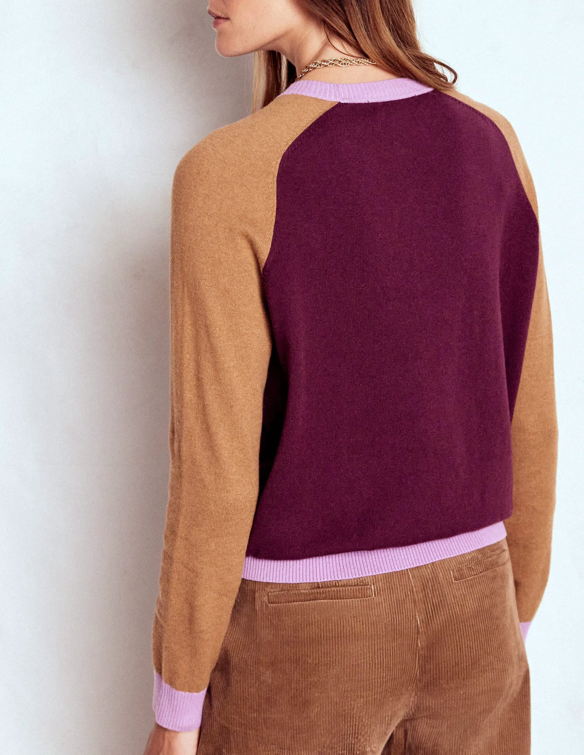 Meg Raglan Sleeve Sweater-Plum Jam, Colour Block