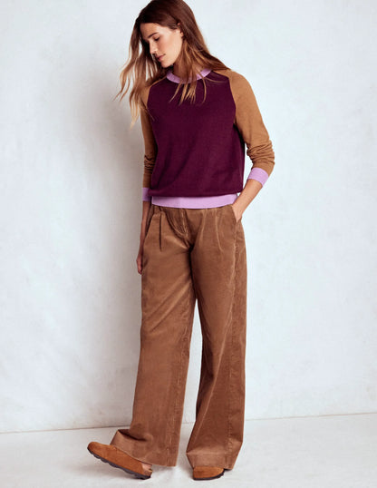 Meg Raglan Sleeve Sweater-Plum Jam, Colour Block