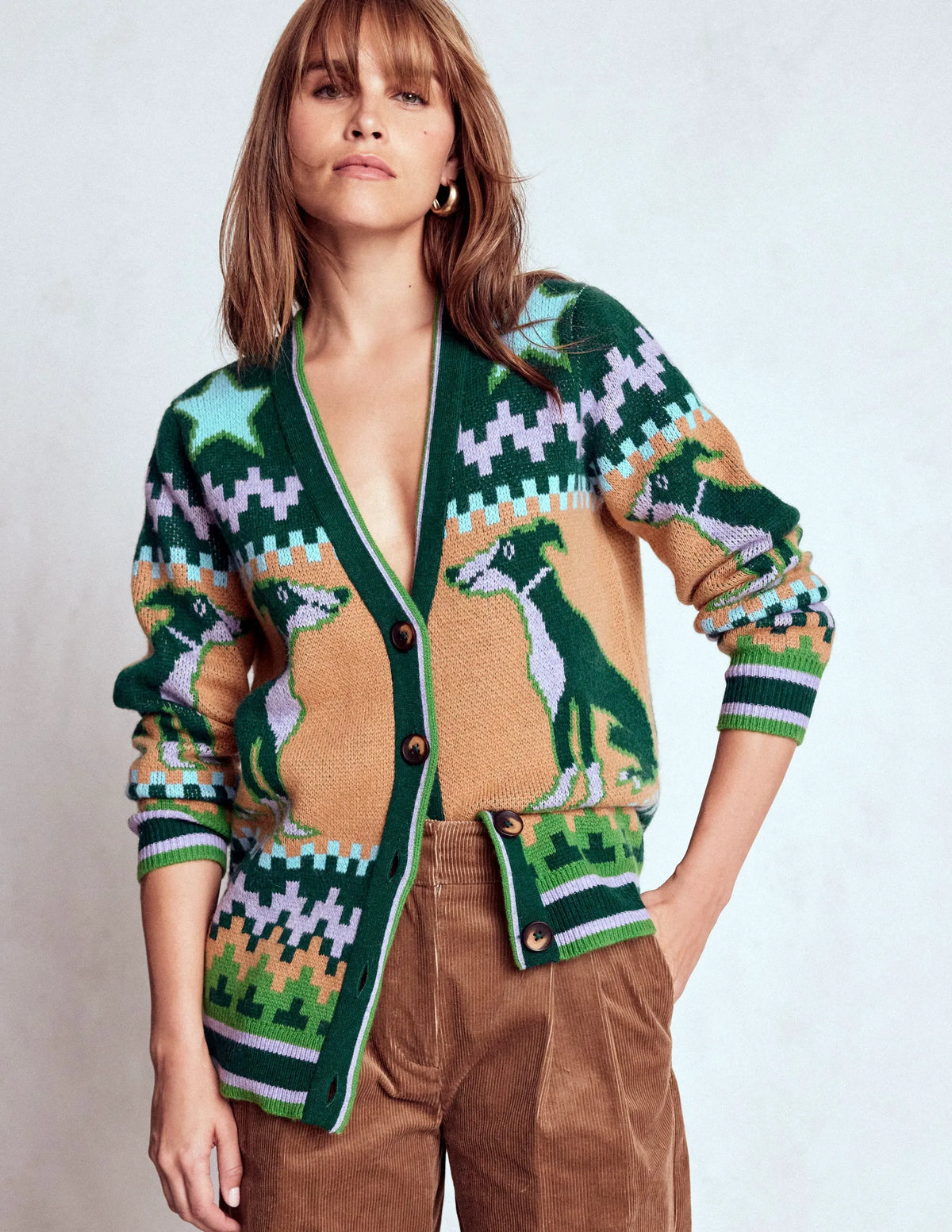 Quinn Boyfriend Cardigan-Emerald Night Whippet