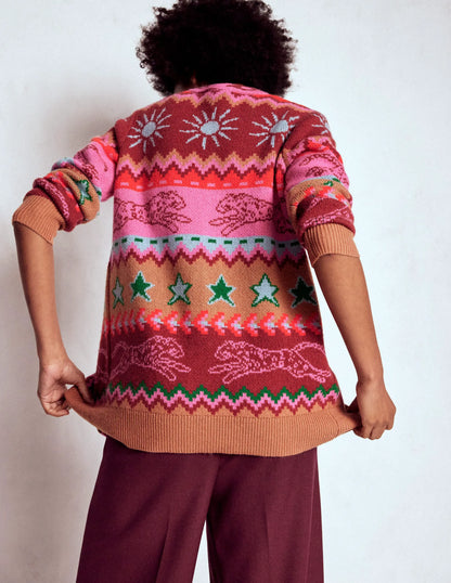 Quinn Boyfriend Cardigan-Camel, Cheetahs