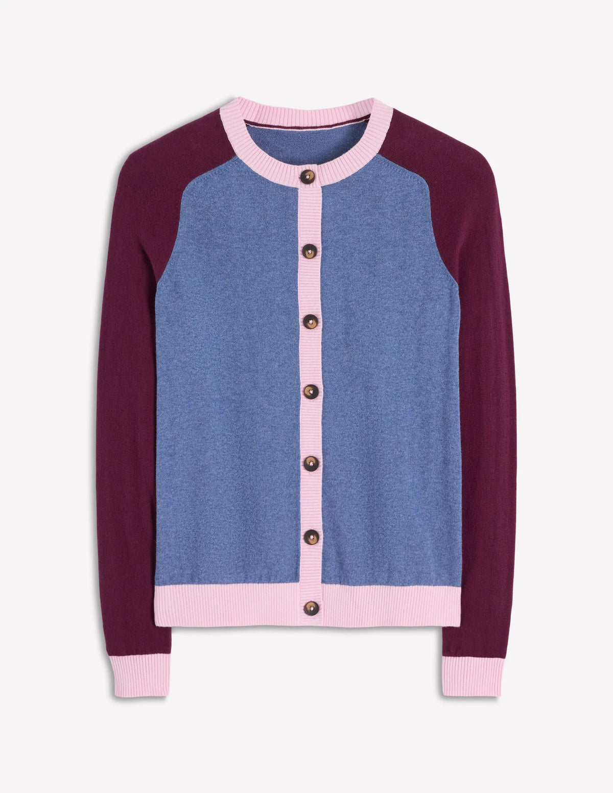 Meg Raglan Sleeve Cardigan-Harbour Blue, Colour Block