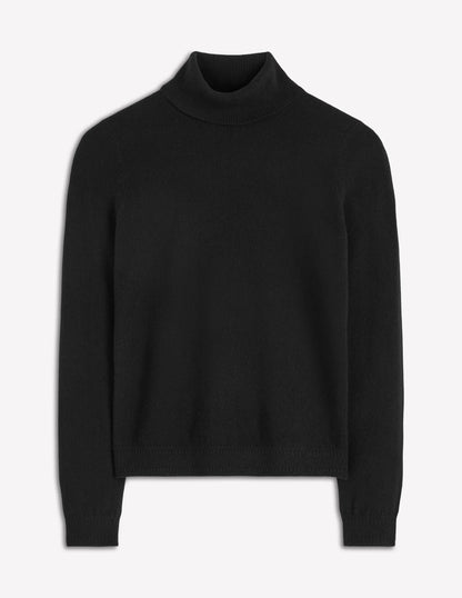 Eva Cashmere Roll Neck Sweater-Black