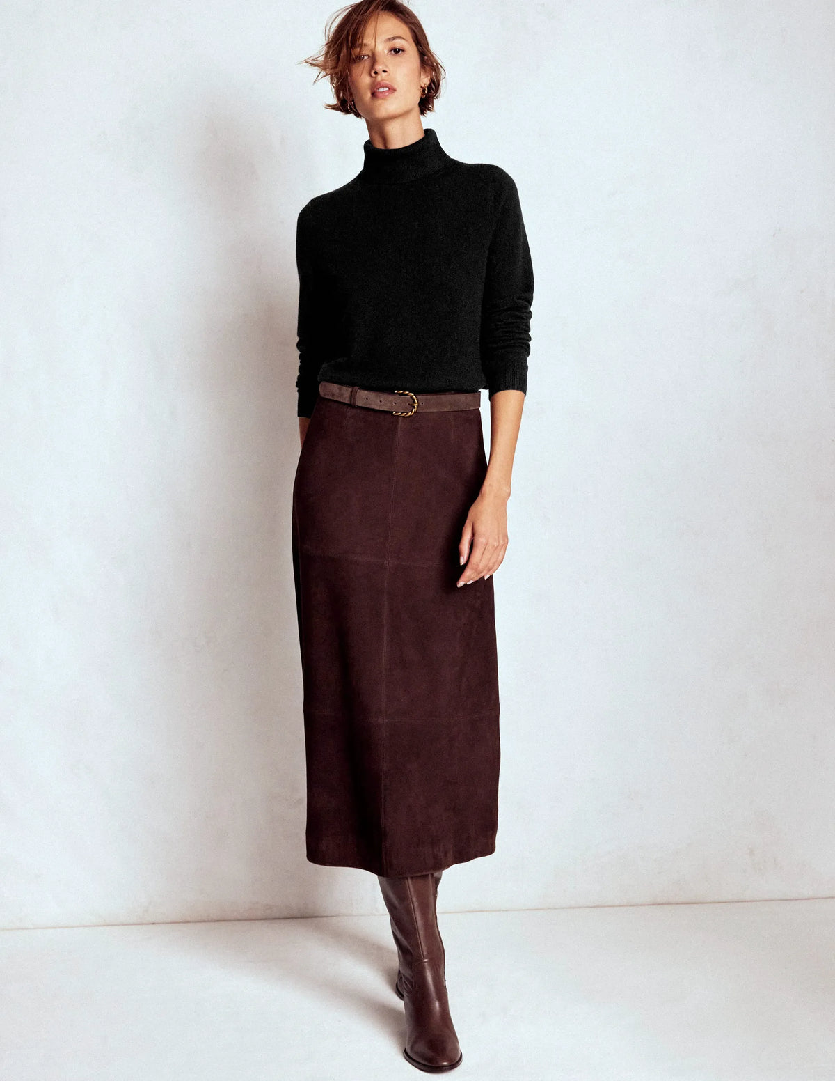 Eva Cashmere Roll Neck Sweater-Black
